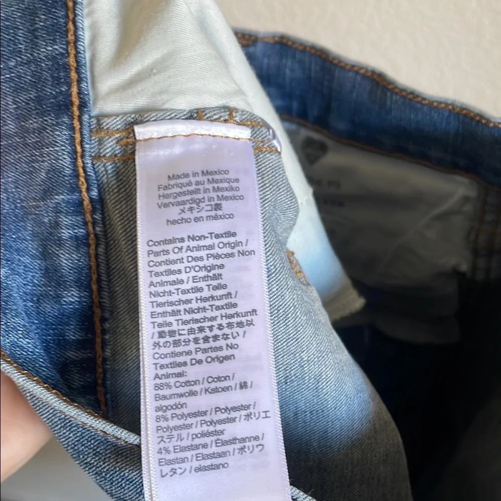 Madewell Slim Straight Crop Jeans Frayed Ankle Hem Distressed Patch K7984